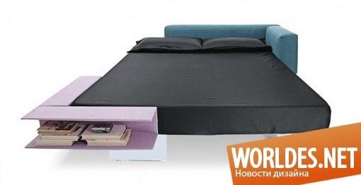 дизайн мебели, дизайн кровати, кровать, оригинальная кровать, современная кровать, большая кровать, шикарная кровать, кровать с полкой для книг